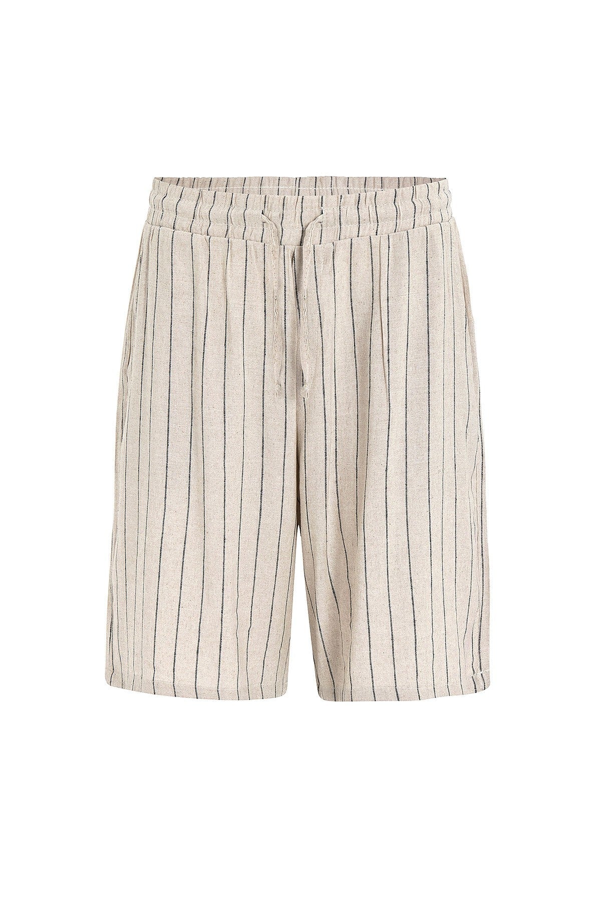 Oversized Striped Linen Shorts