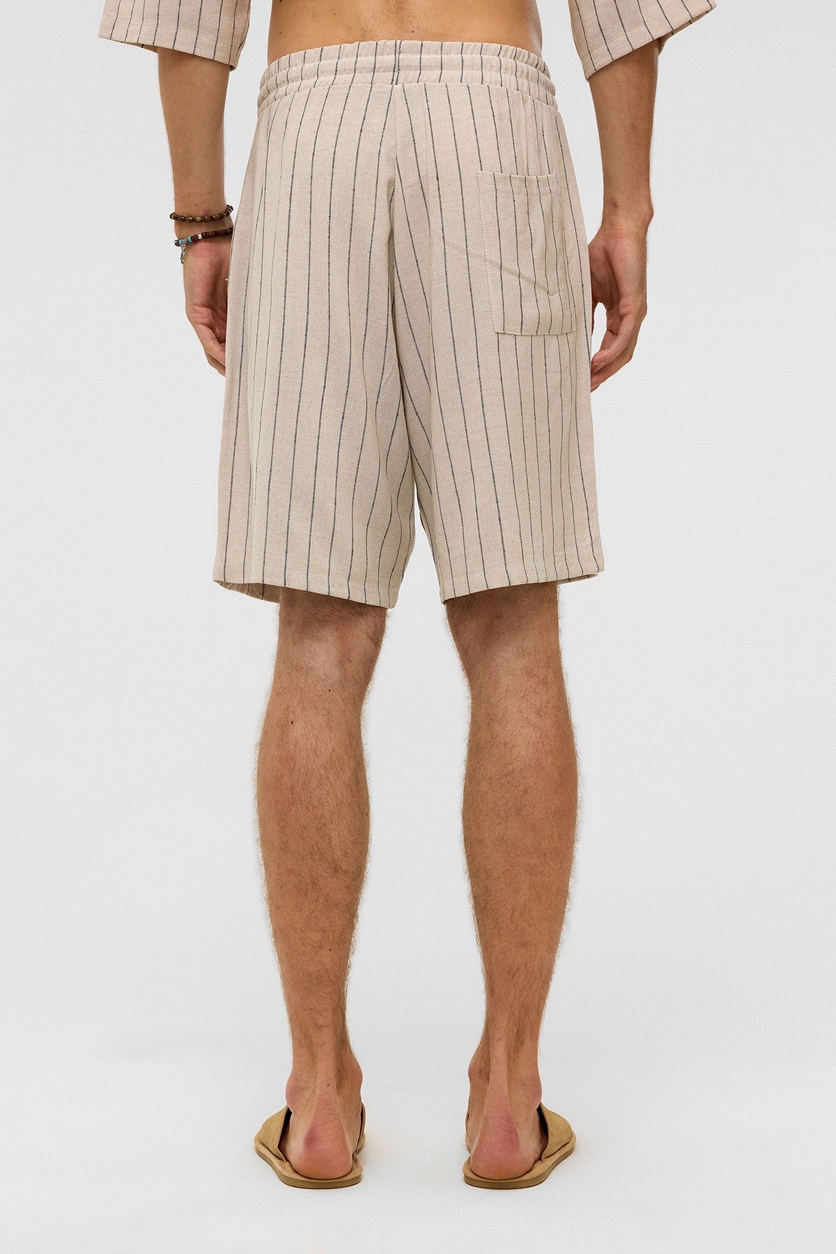 Oversized Striped Linen Shorts