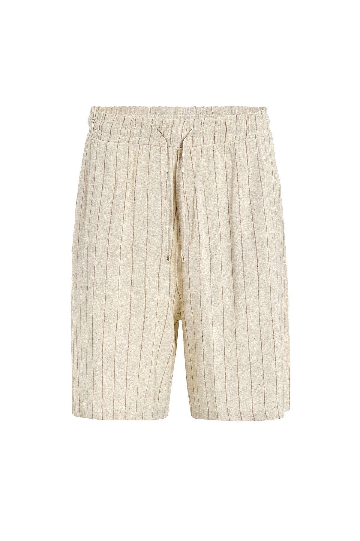 Oversized Striped Linen Shorts