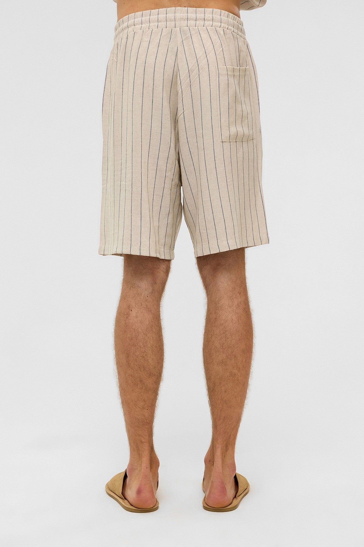 Oversized Striped Linen Shorts