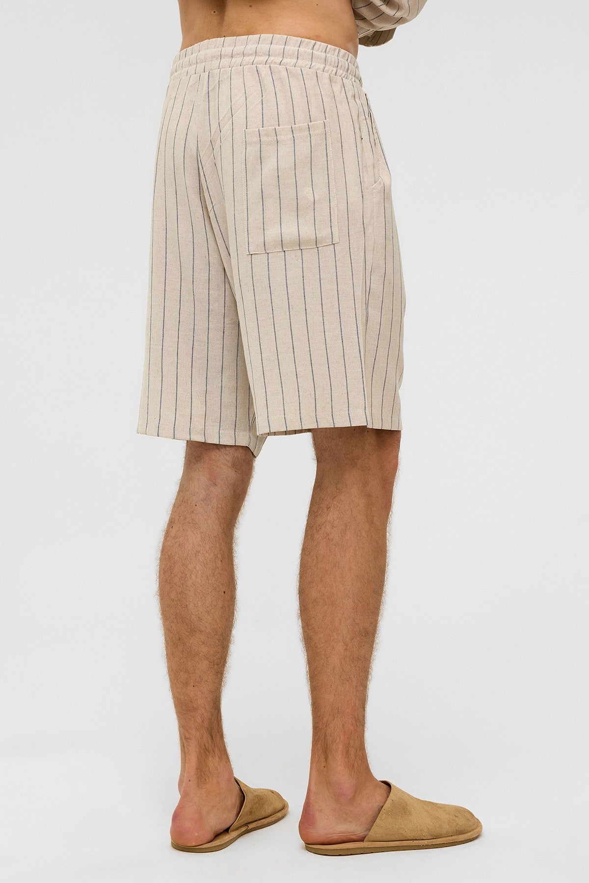 Oversized Striped Linen Shorts