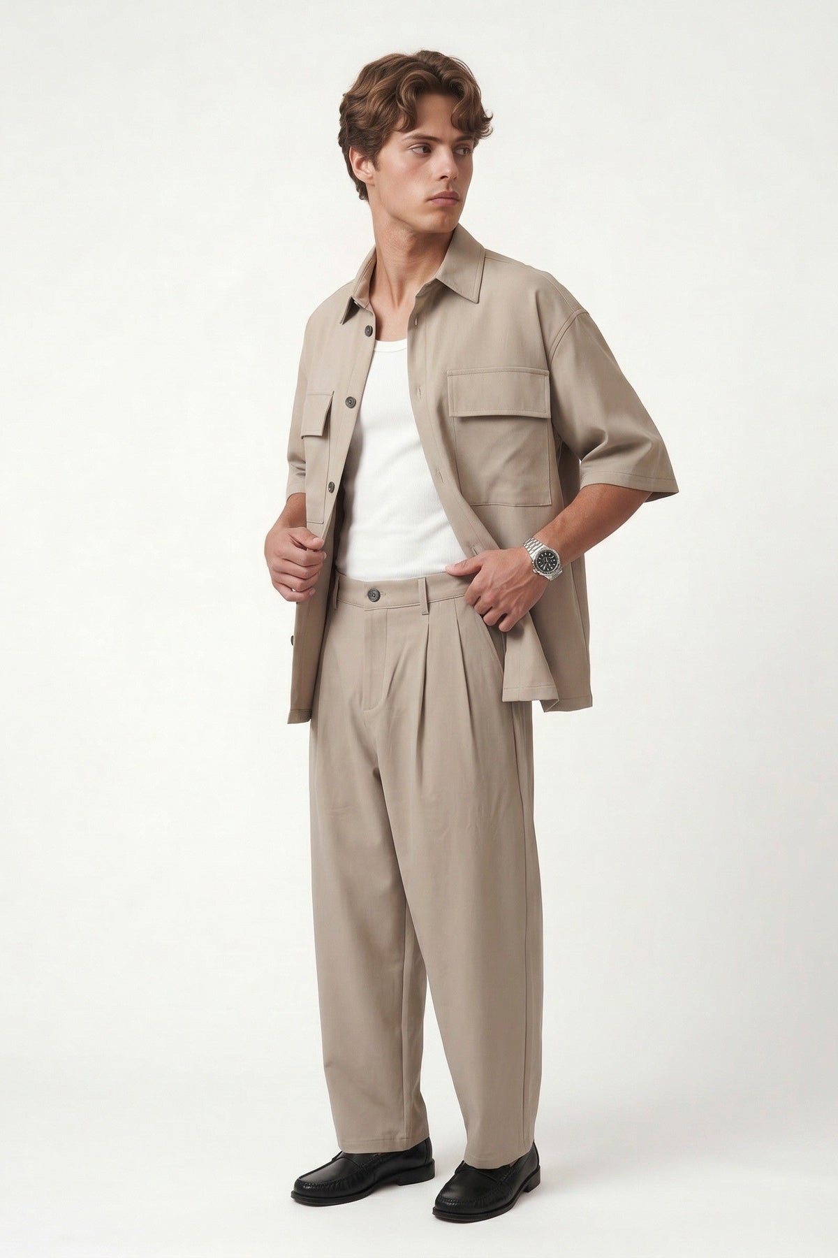 Super Baggy Fit Stretch Fabric Pants