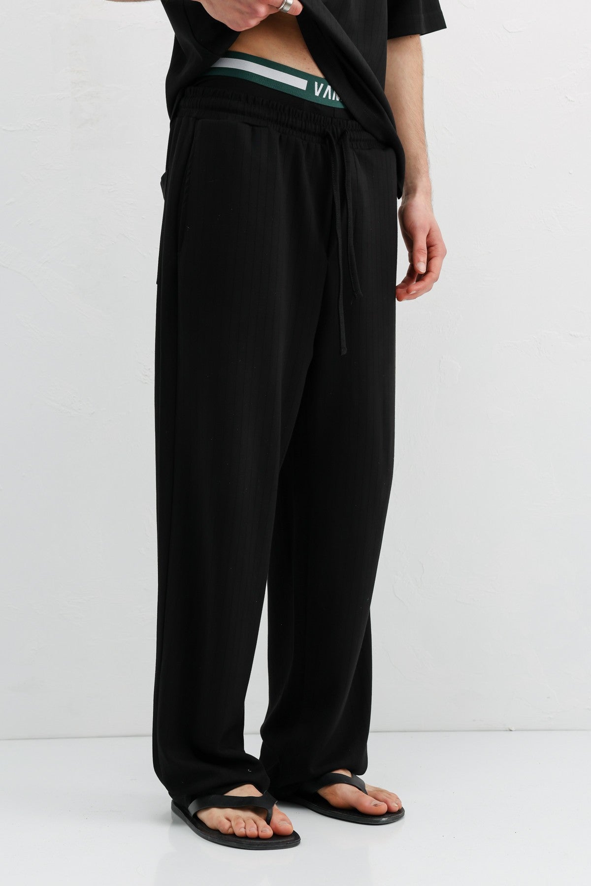 Ribbed, Textured Baggy Sweatpants