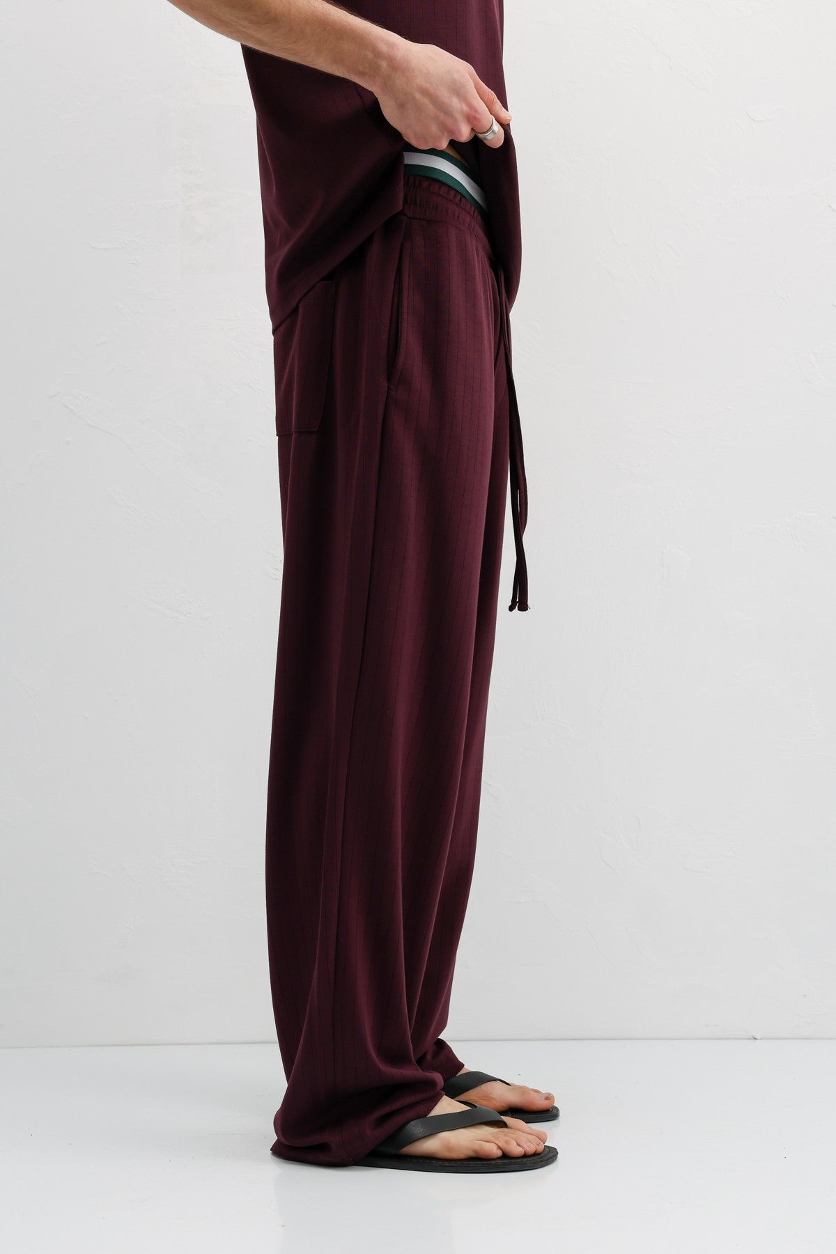 Ribbed, Textured Baggy Sweatpants