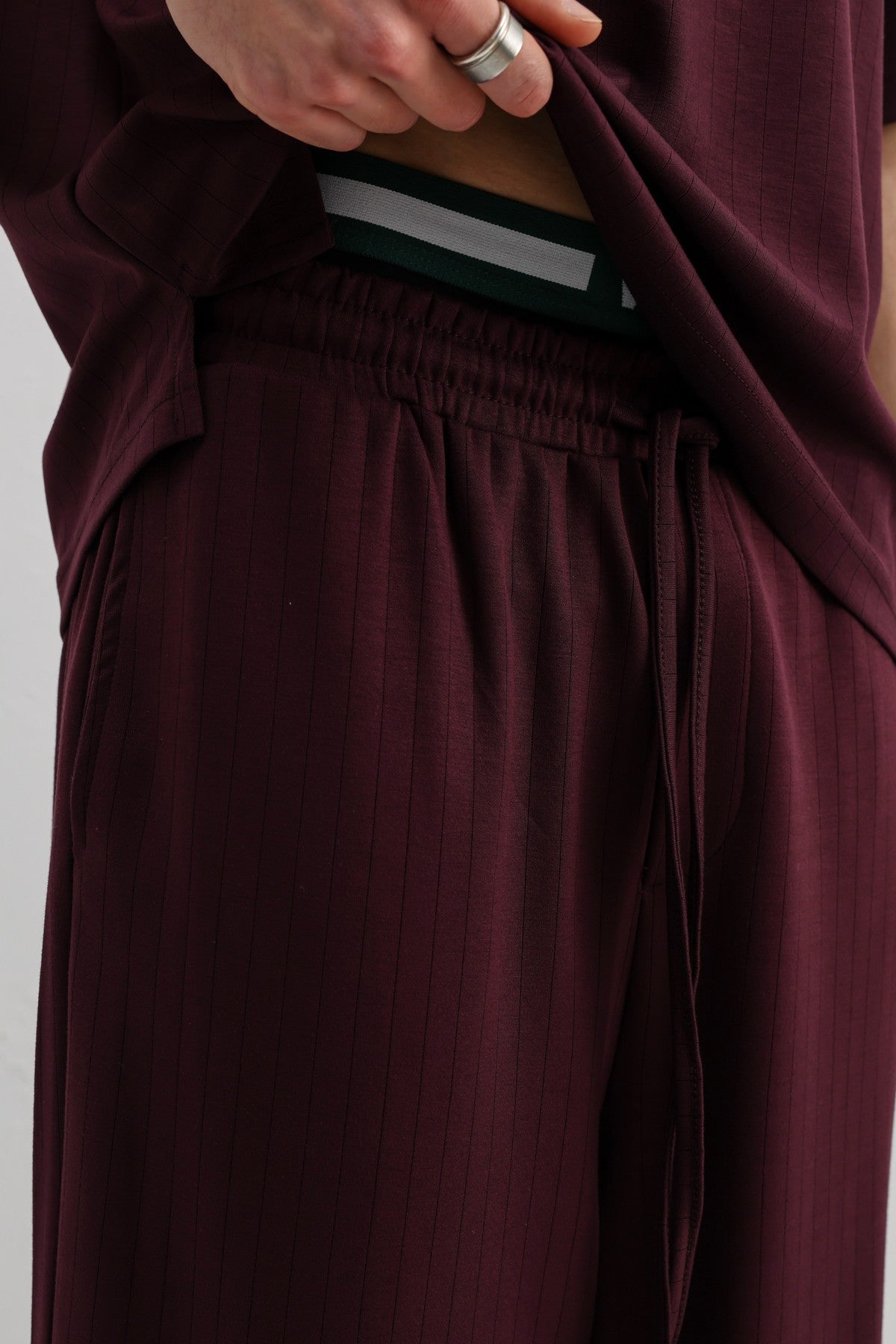 Ribbed, Textured Baggy Sweatpants