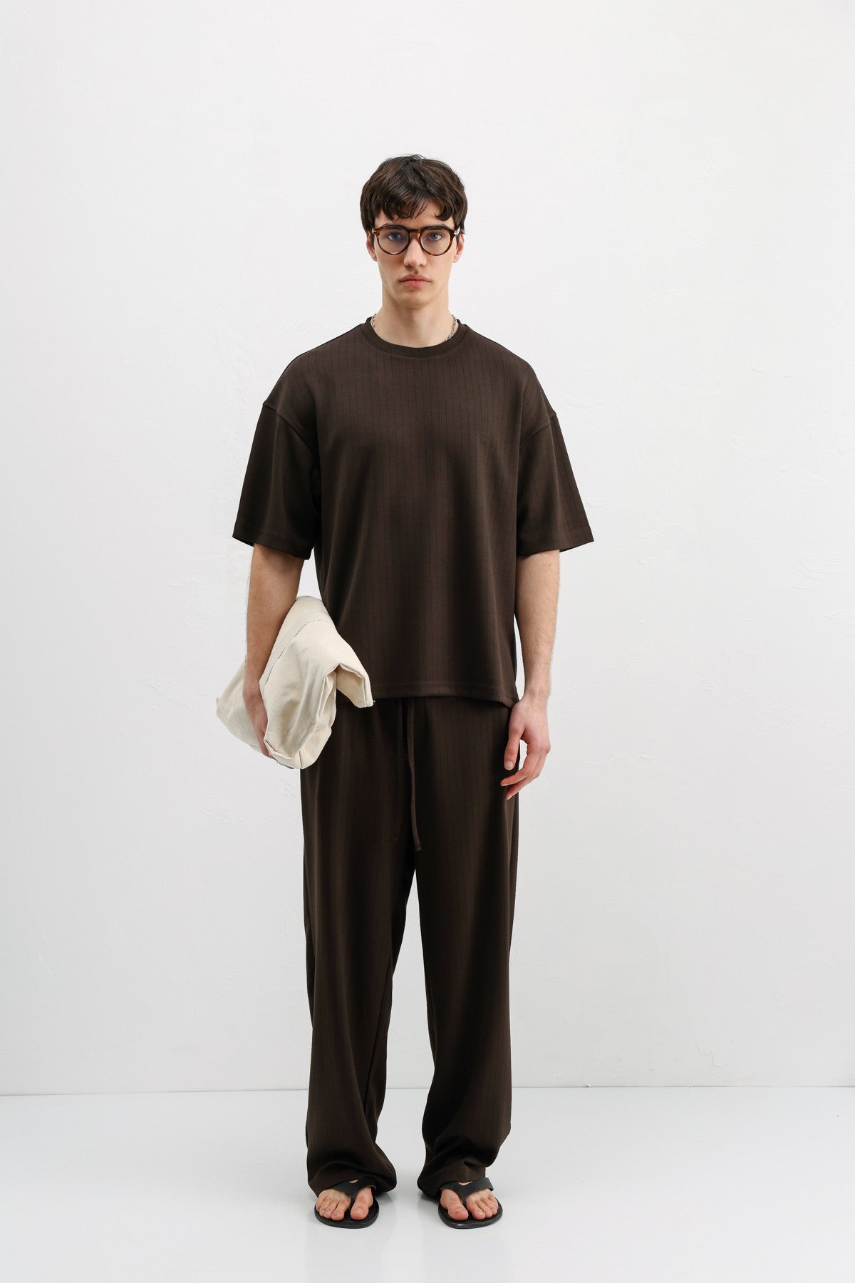 Ribbed, Textured Baggy Sweatpants