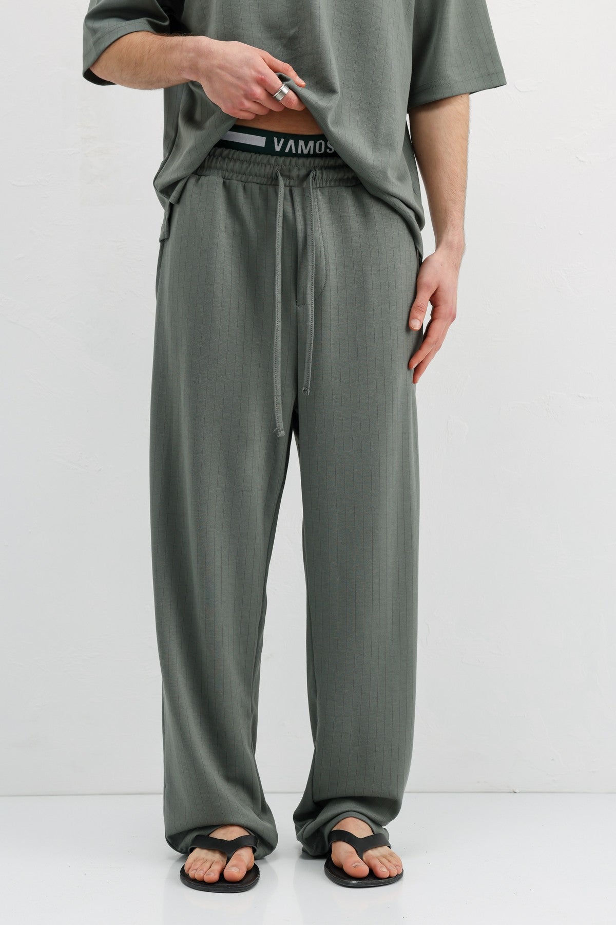 Ribbed, Textured Baggy Sweatpants