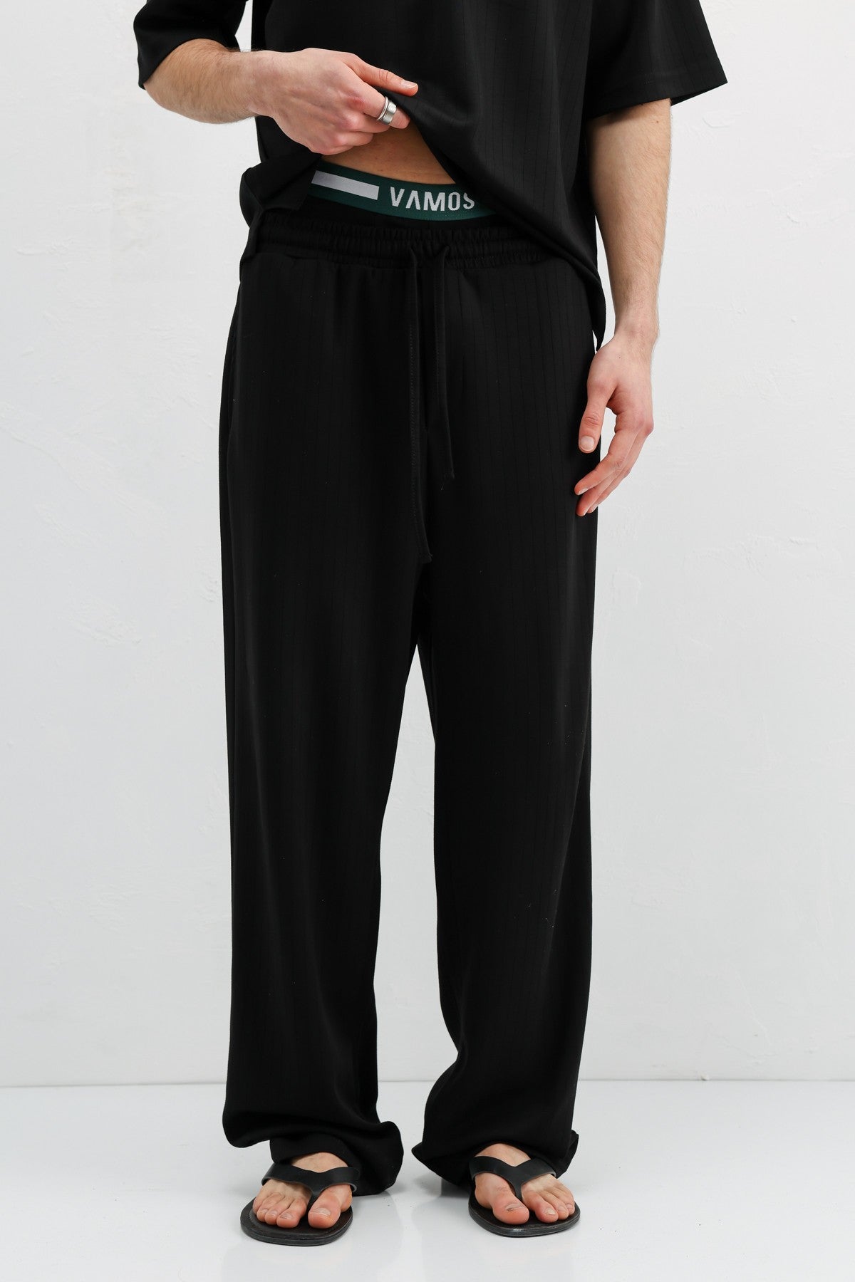 Ribbed, Textured Baggy Sweatpants