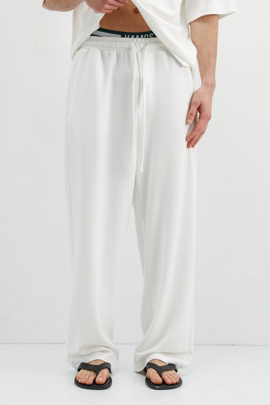 Ribbed, Textured Baggy Sweatpants