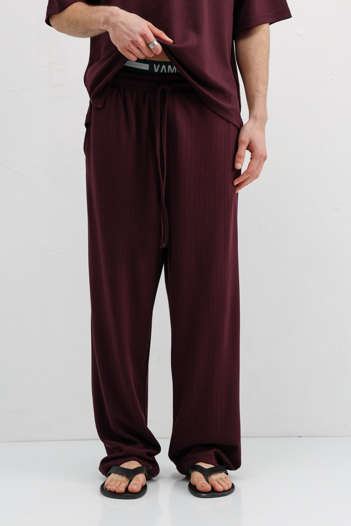 Ribbed, Textured Baggy Sweatpants