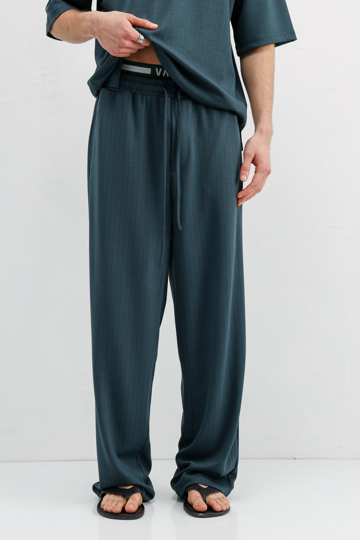 Ribbed, Textured Baggy Sweatpants