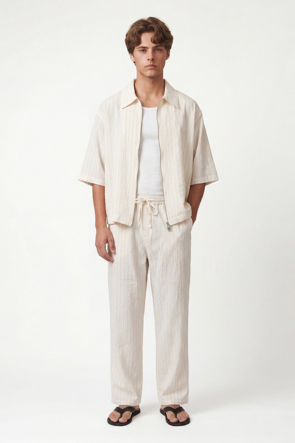 Striped Lyocell-Blend Relaxed-Fit Pants
