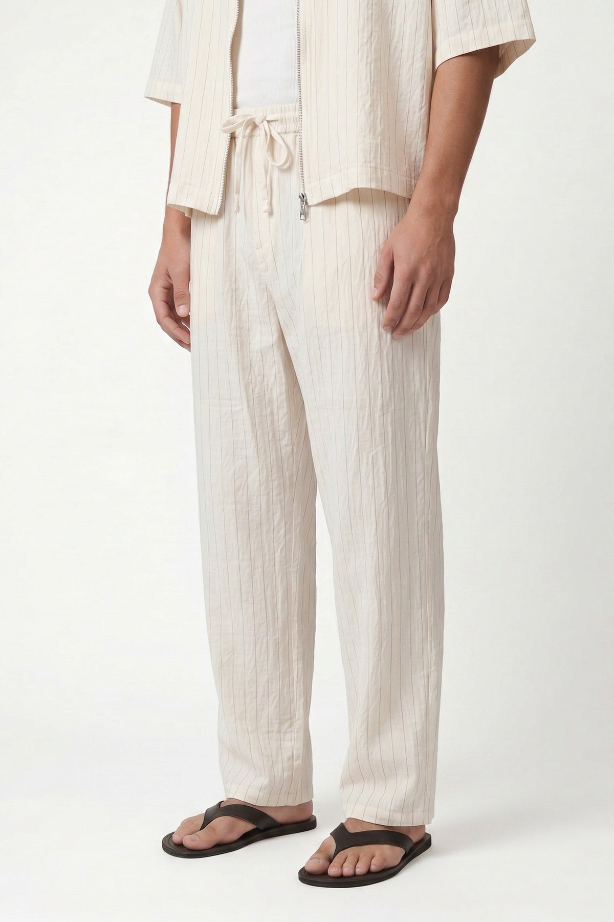 Striped Lyocell-Blend Relaxed-Fit Pants