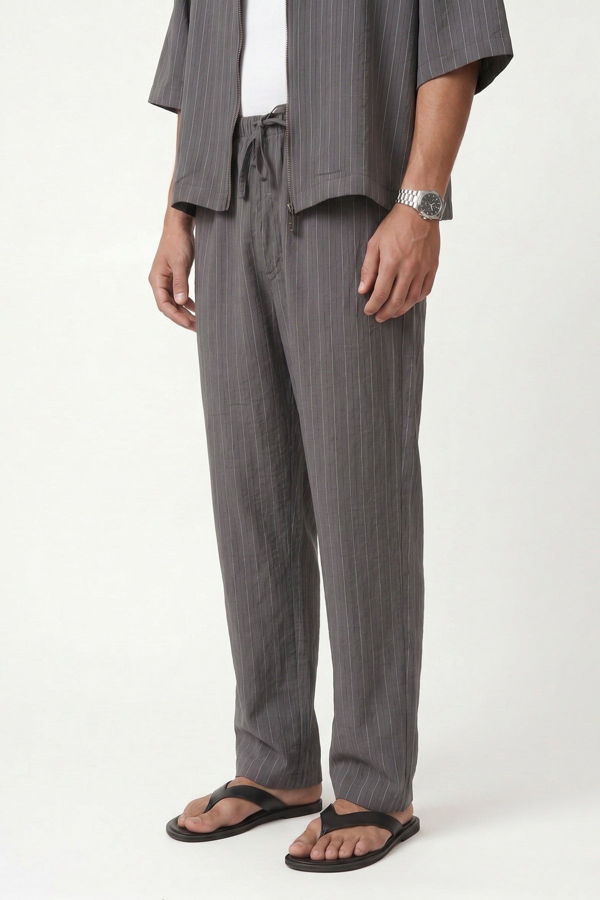 Striped Lyocell-Blend Relaxed-Fit Pants