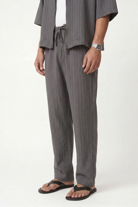 Striped Lyocell-Blend Relaxed-Fit Pants