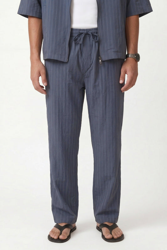 Striped Lyocell-Blend Relaxed-Fit Pants