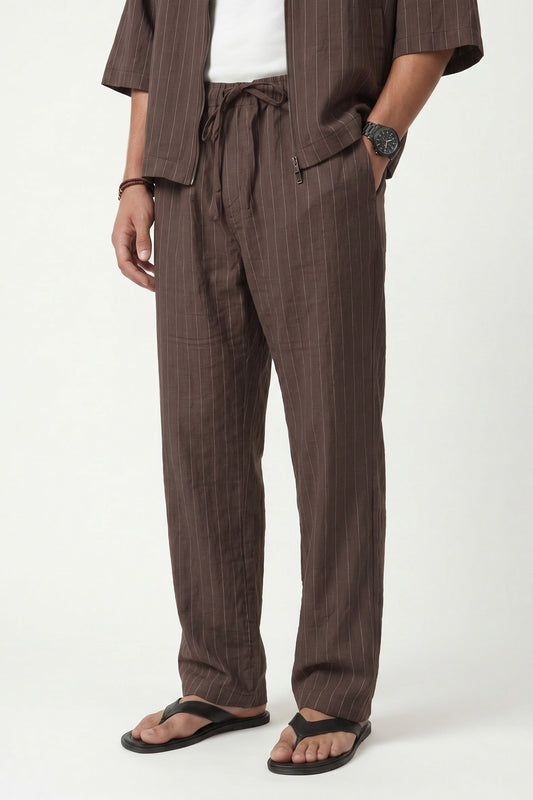 Striped Lyocell-Blend Relaxed-Fit Pants