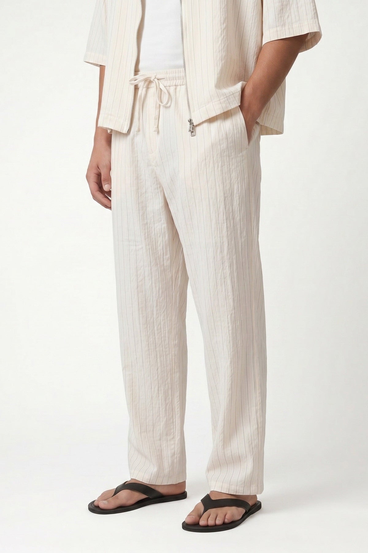 Striped Lyocell-Blend Relaxed-Fit Pants