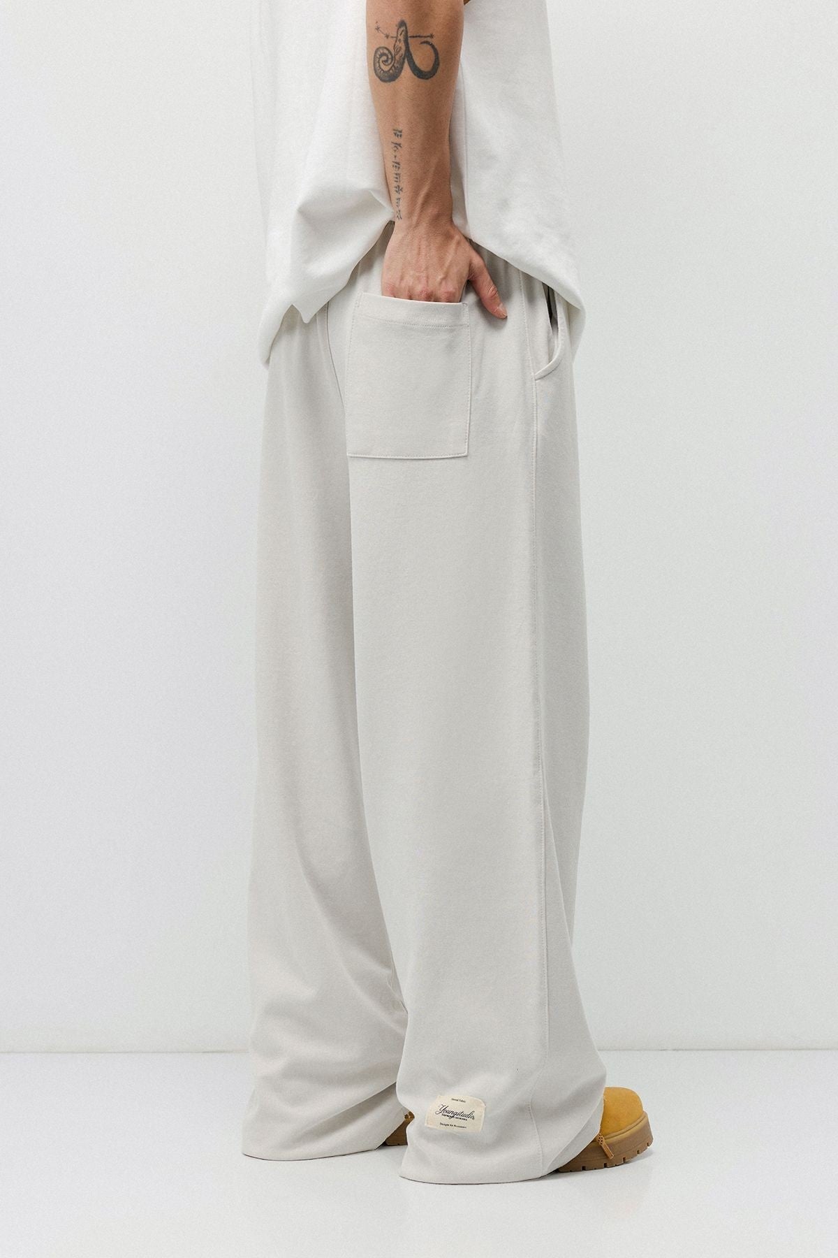Baggy Sweatpants with Stitched Details, Machine Washable