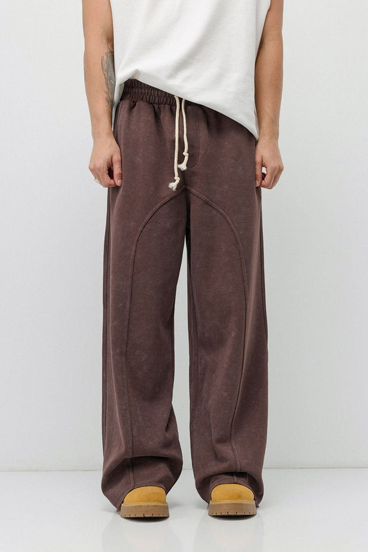 Baggy Sweatpants with Stitched Details, Machine Washable