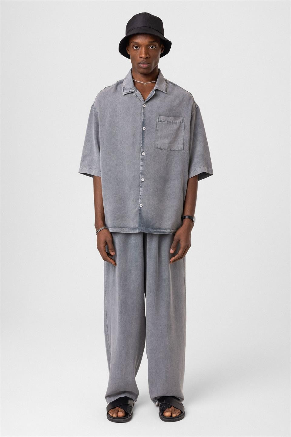 Machine-Washable Lyocell Fabric Top and Bottom Set