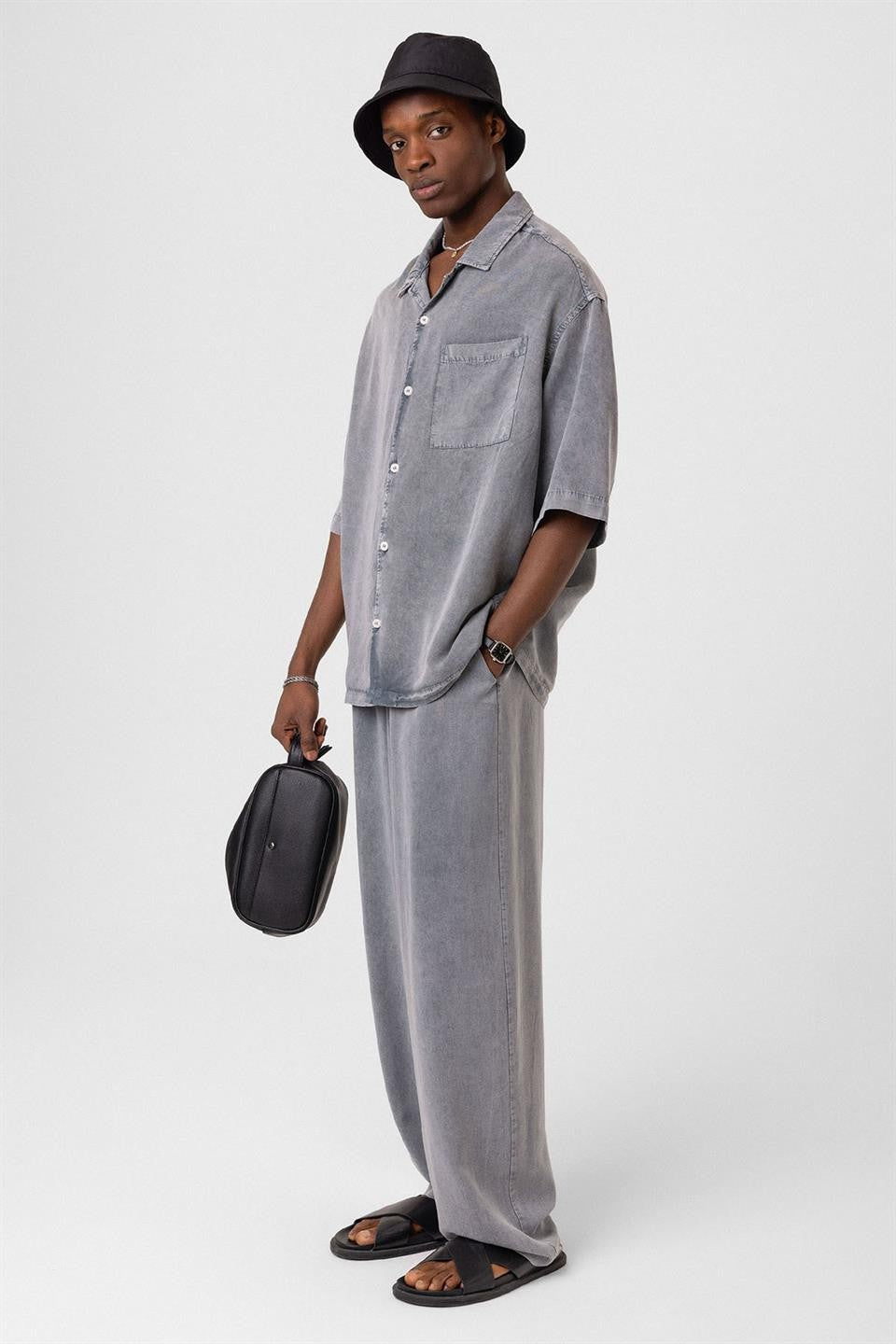 Machine-Washable Lyocell Fabric Top and Bottom Set