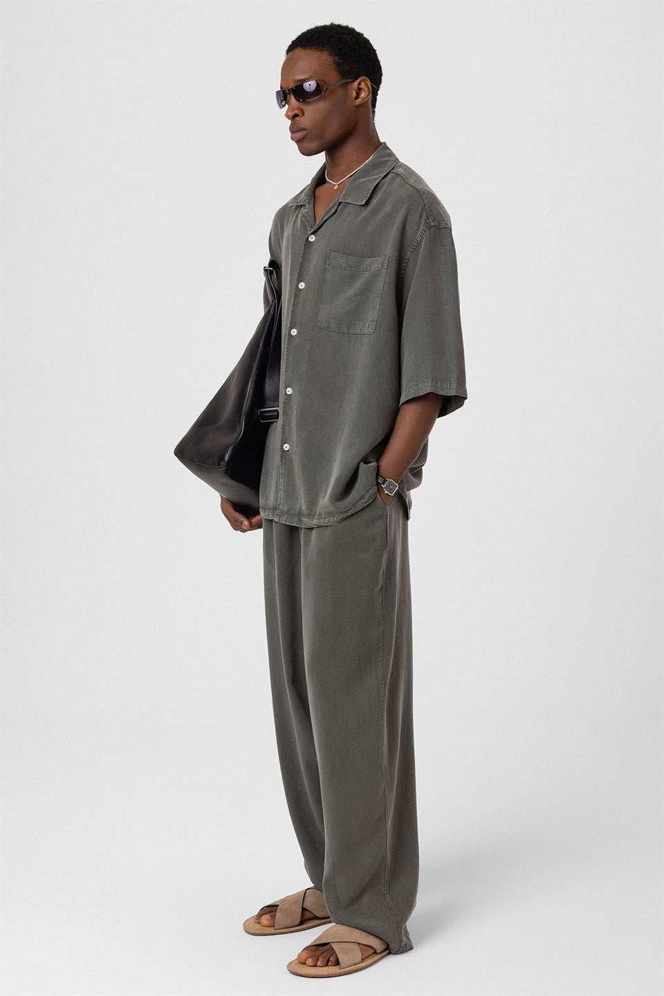 Machine-Washable Lyocell Fabric Top and Bottom Set