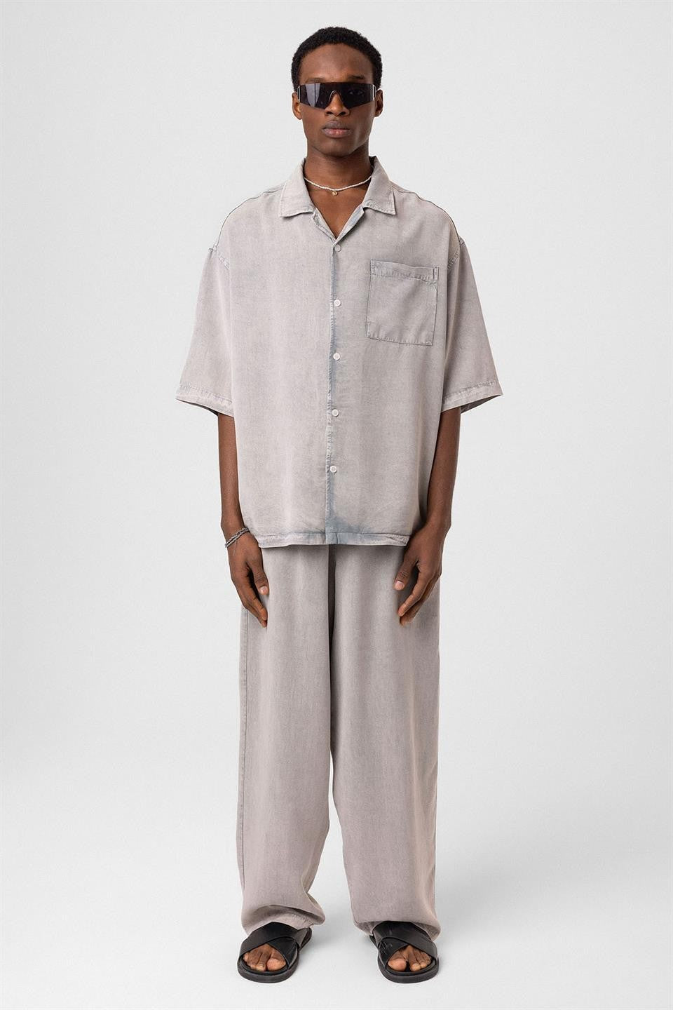 Machine-Washable Lyocell Fabric Top and Bottom Set