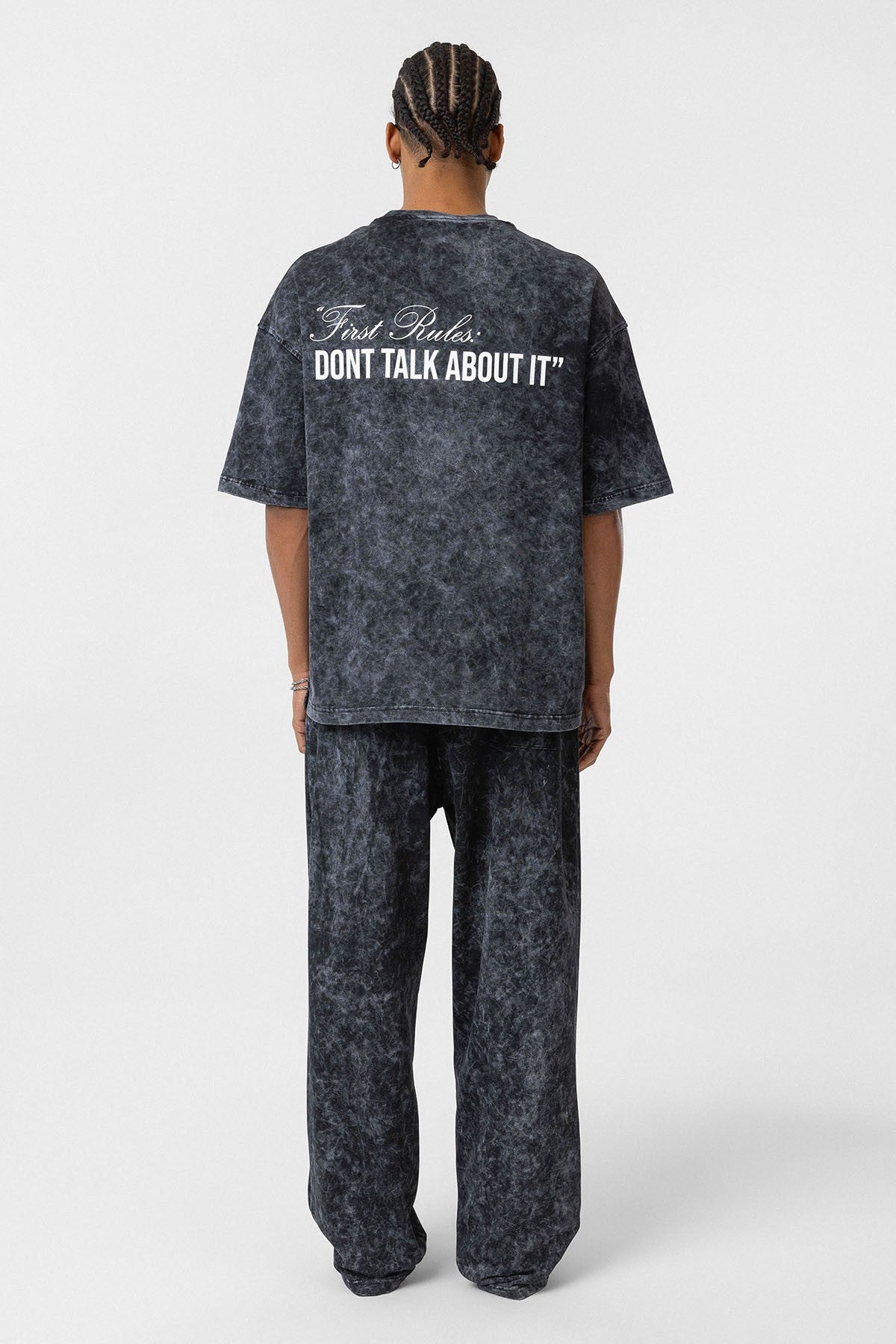 Oversized Sweatsuit Set with Back Print (Washed Look)