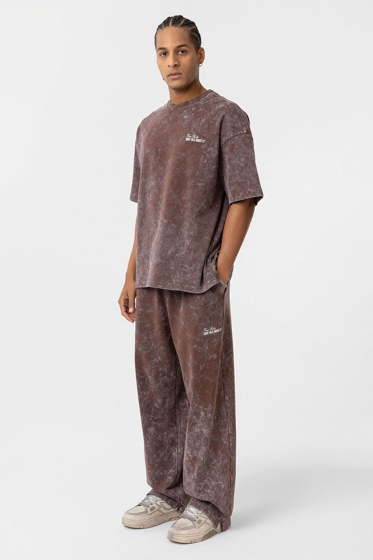 Oversized Sweatsuit Set with Back Print (Washed Look)