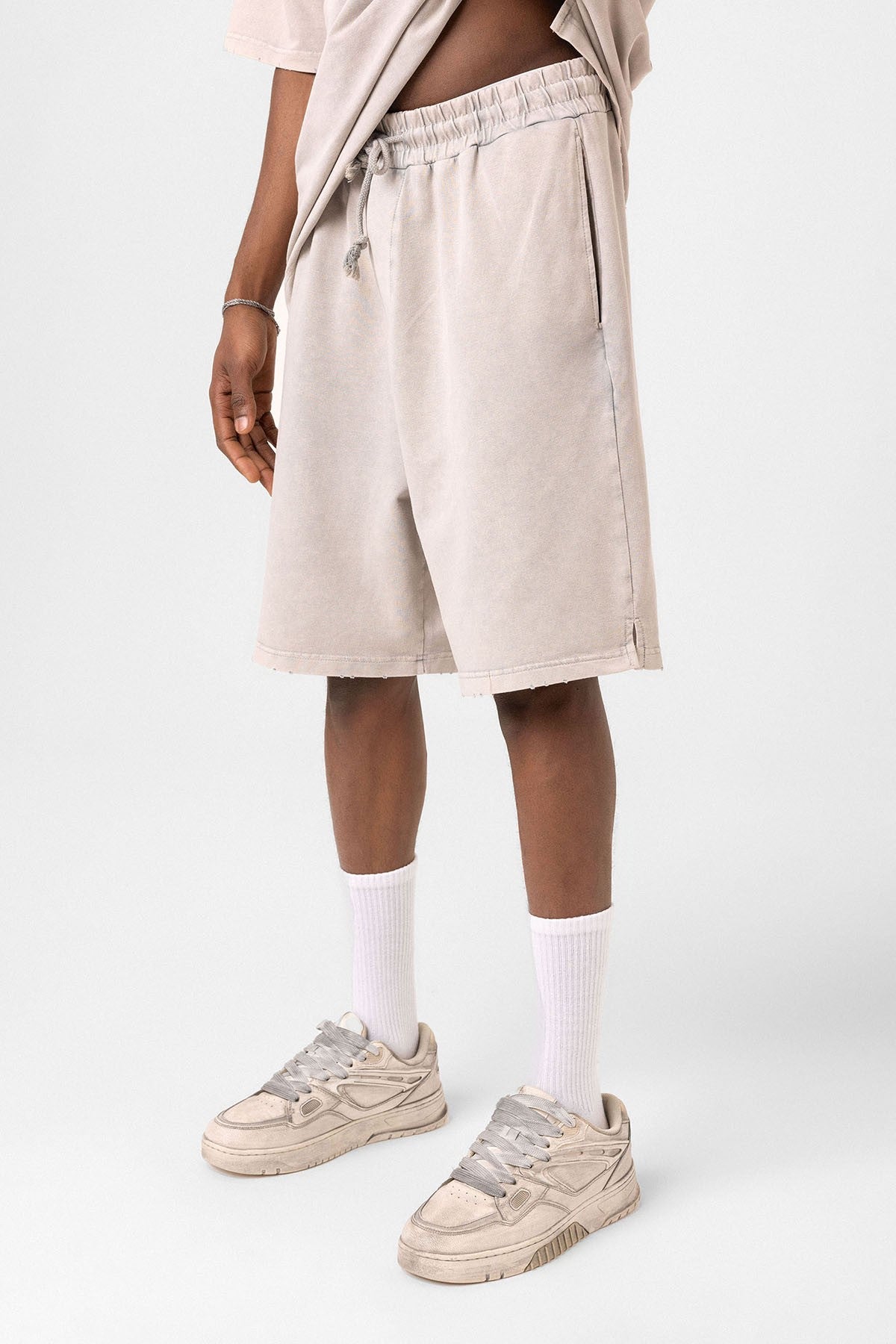 Basic Washed Oversized Shorts Set