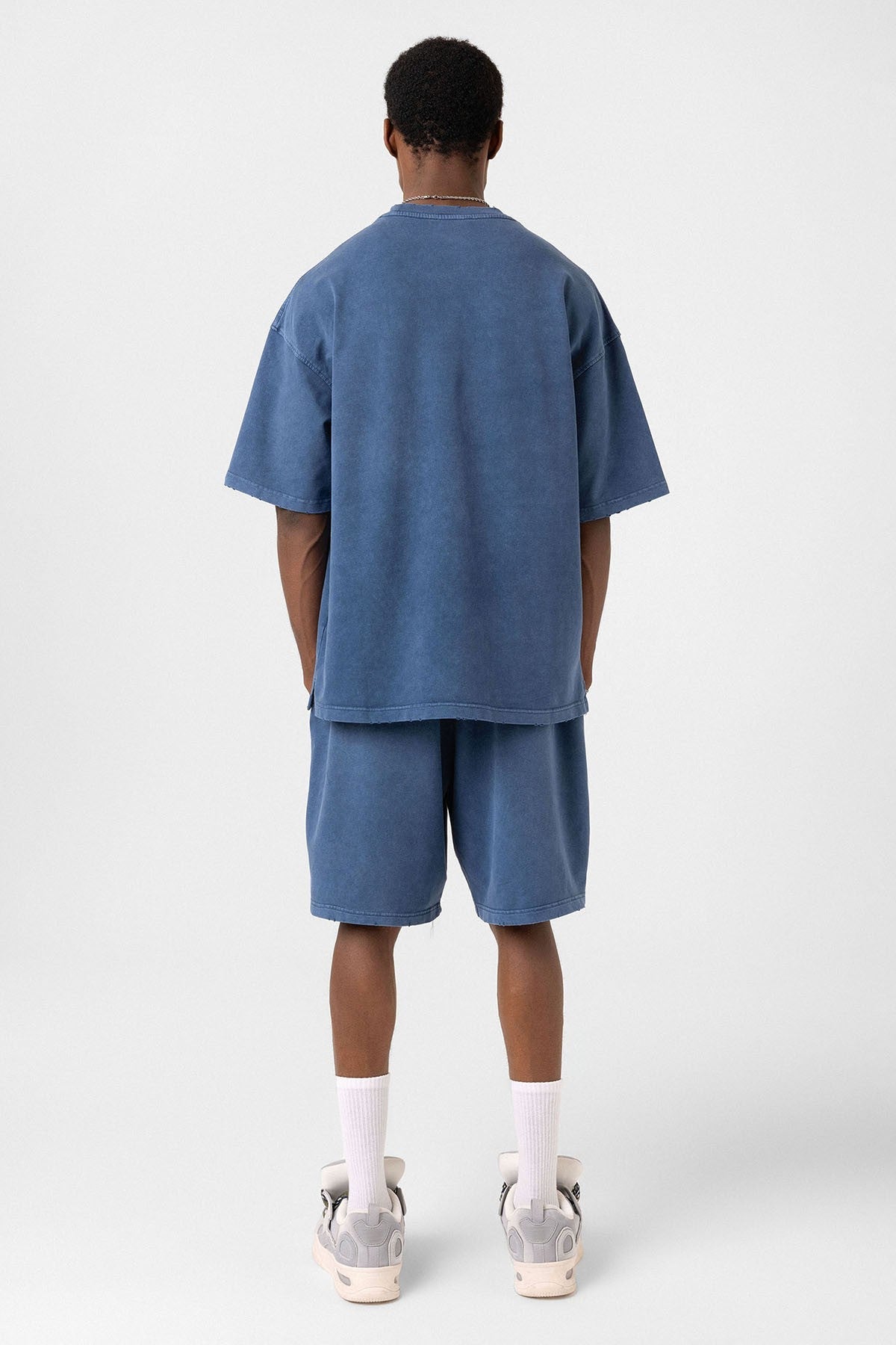 Basic Washed Oversized Shorts Set
