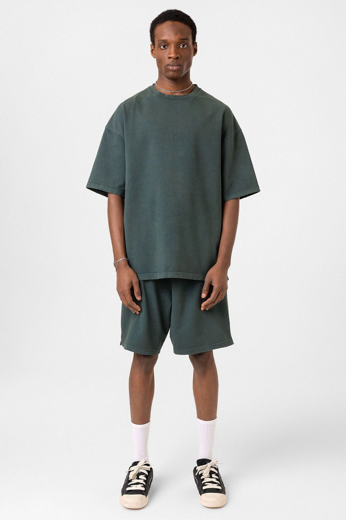Basic Washed Oversized Shorts Set