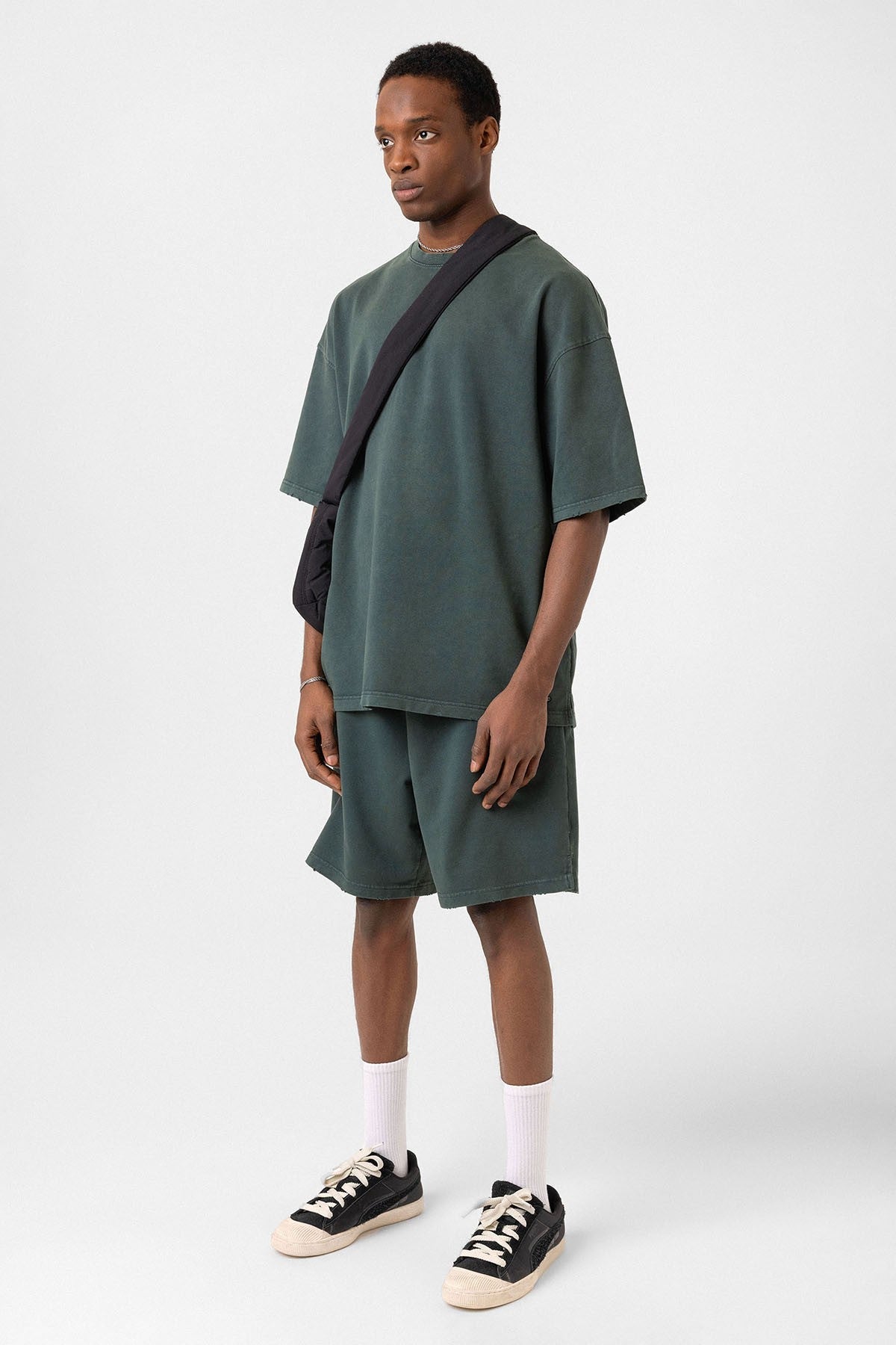 Basic Washed Oversized Shorts Set