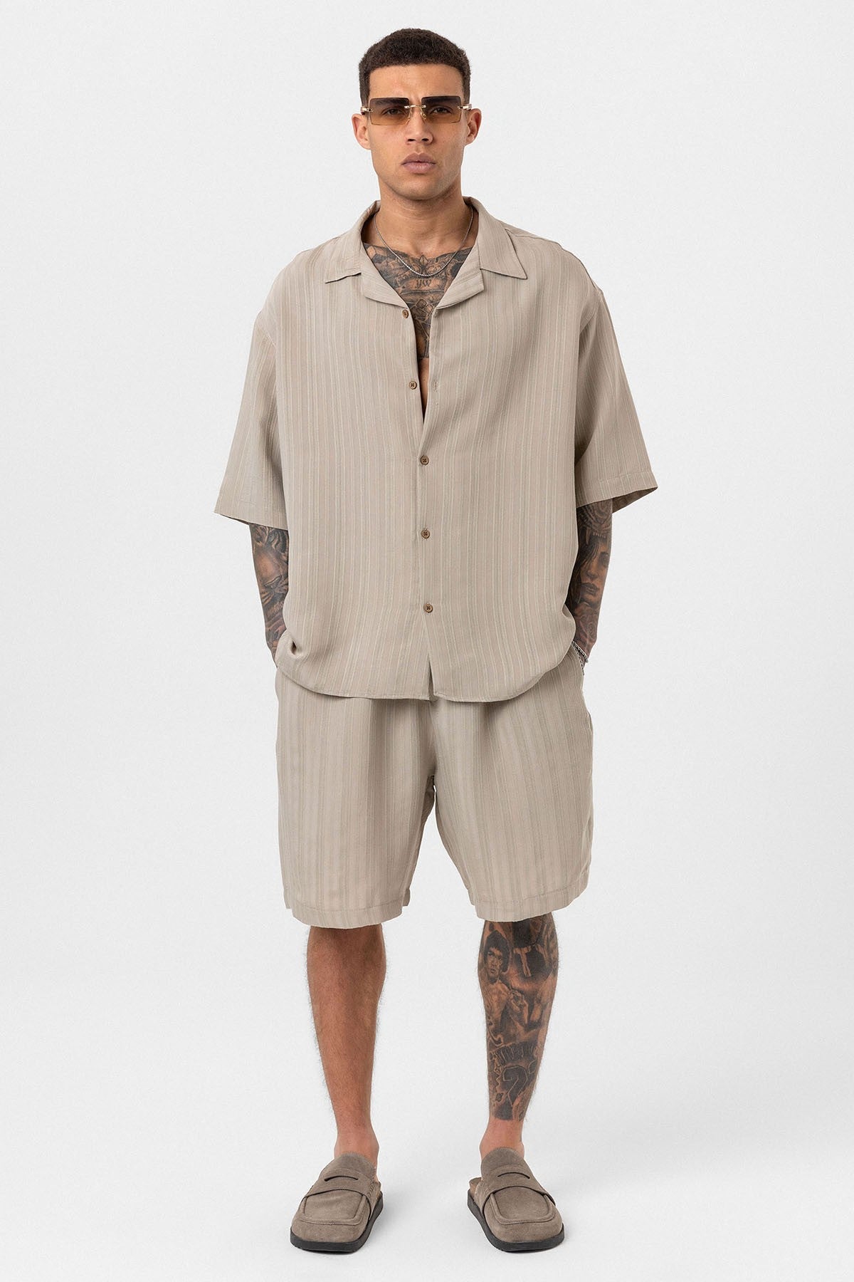 Oversized Modal Fabric Shorts and Shirt Set