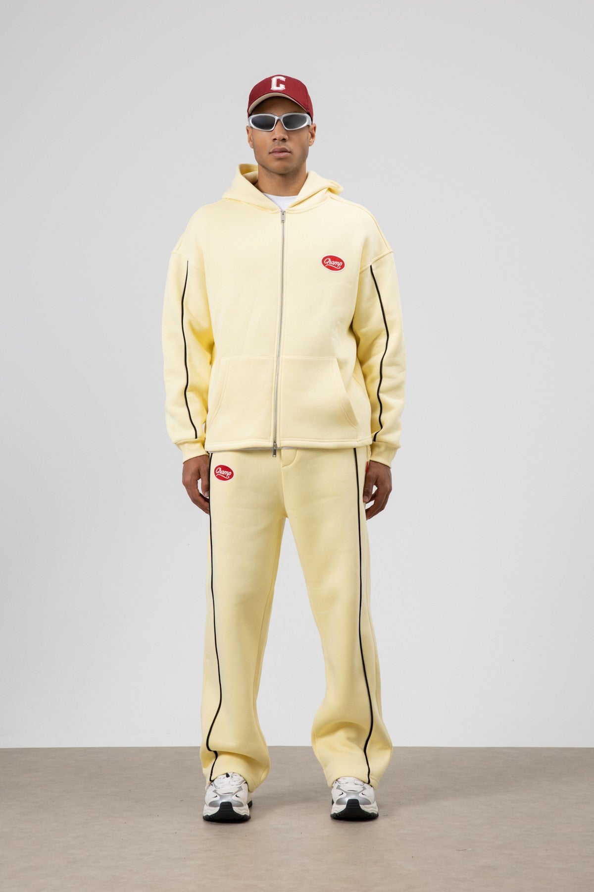 Oversized Sweatsuit Set with Stripe Details