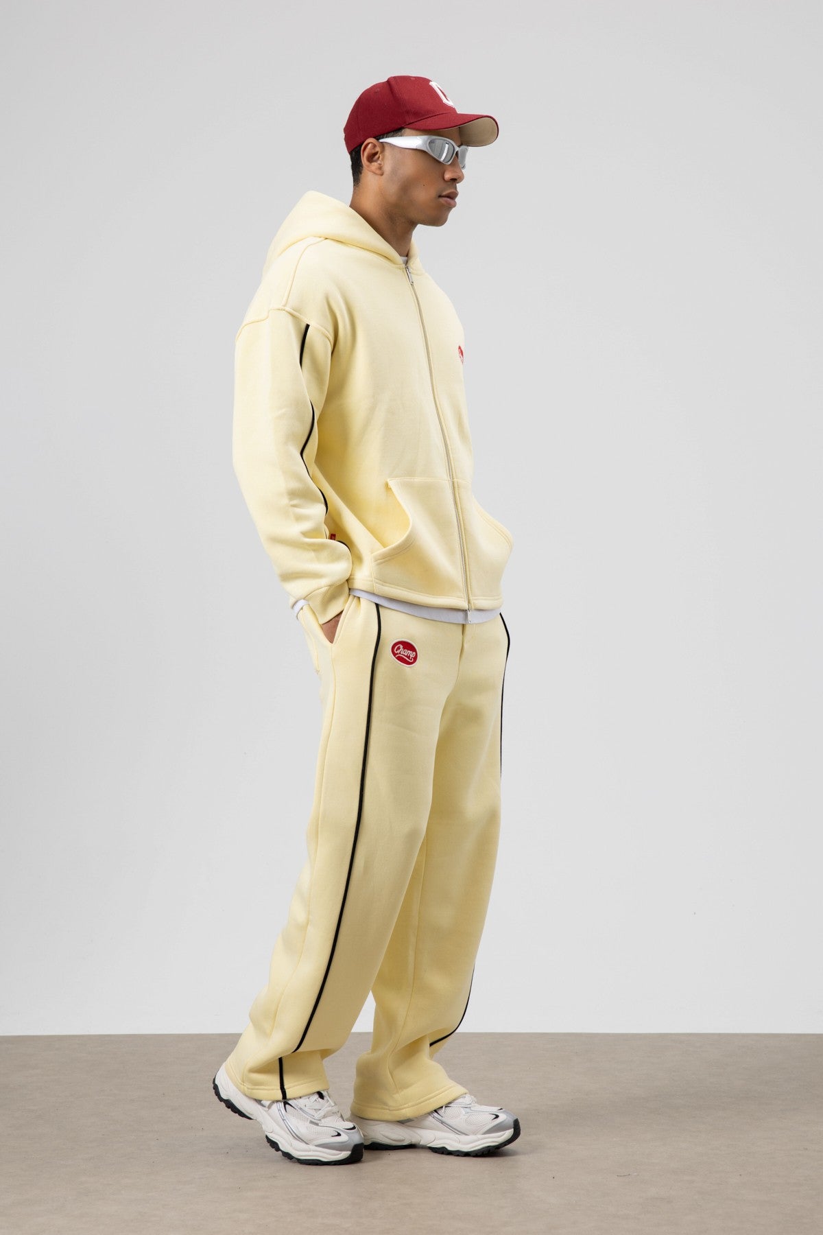 Oversized Sweatsuit Set with Stripe Details