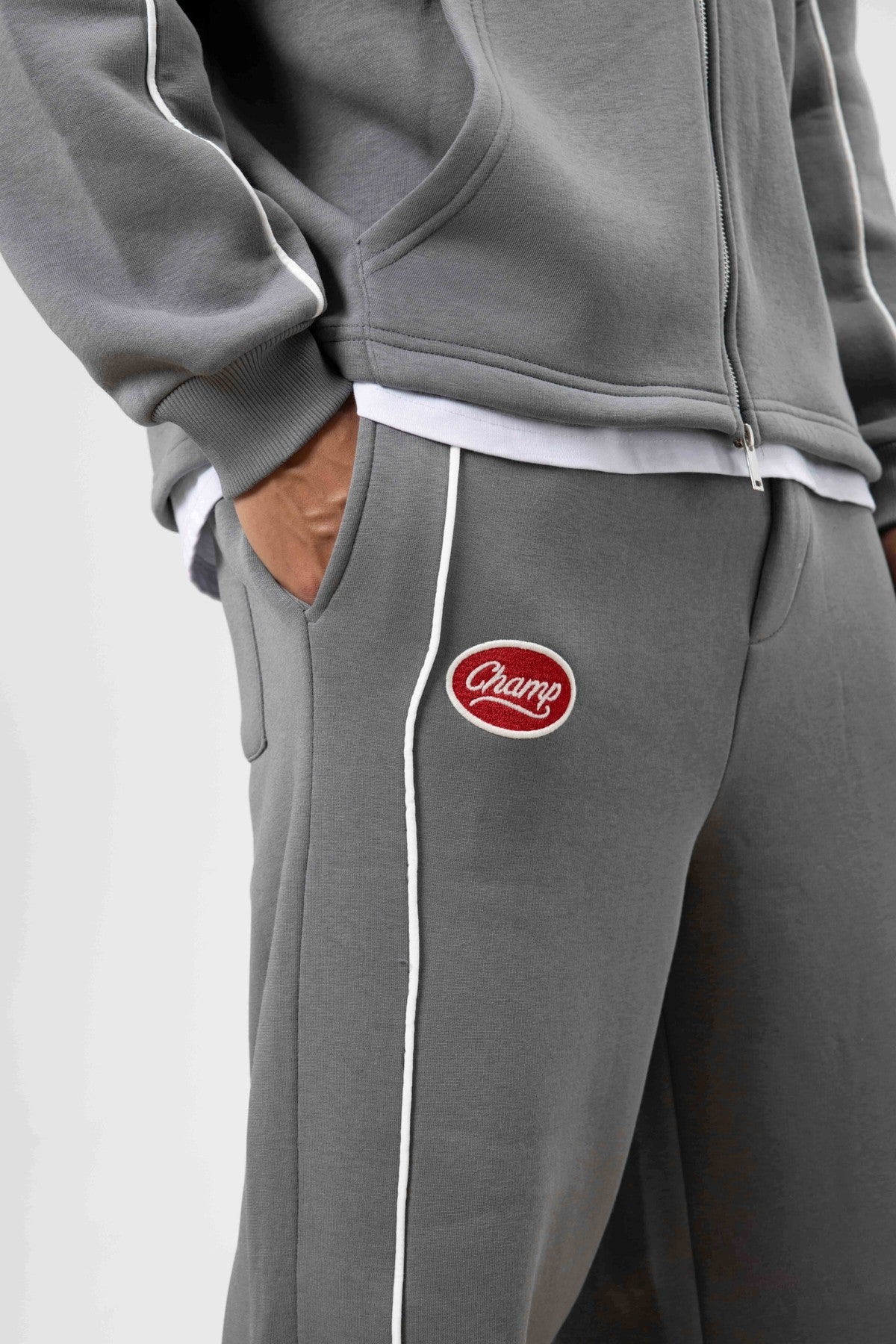 Oversized Sweatsuit Set with Stripe Details