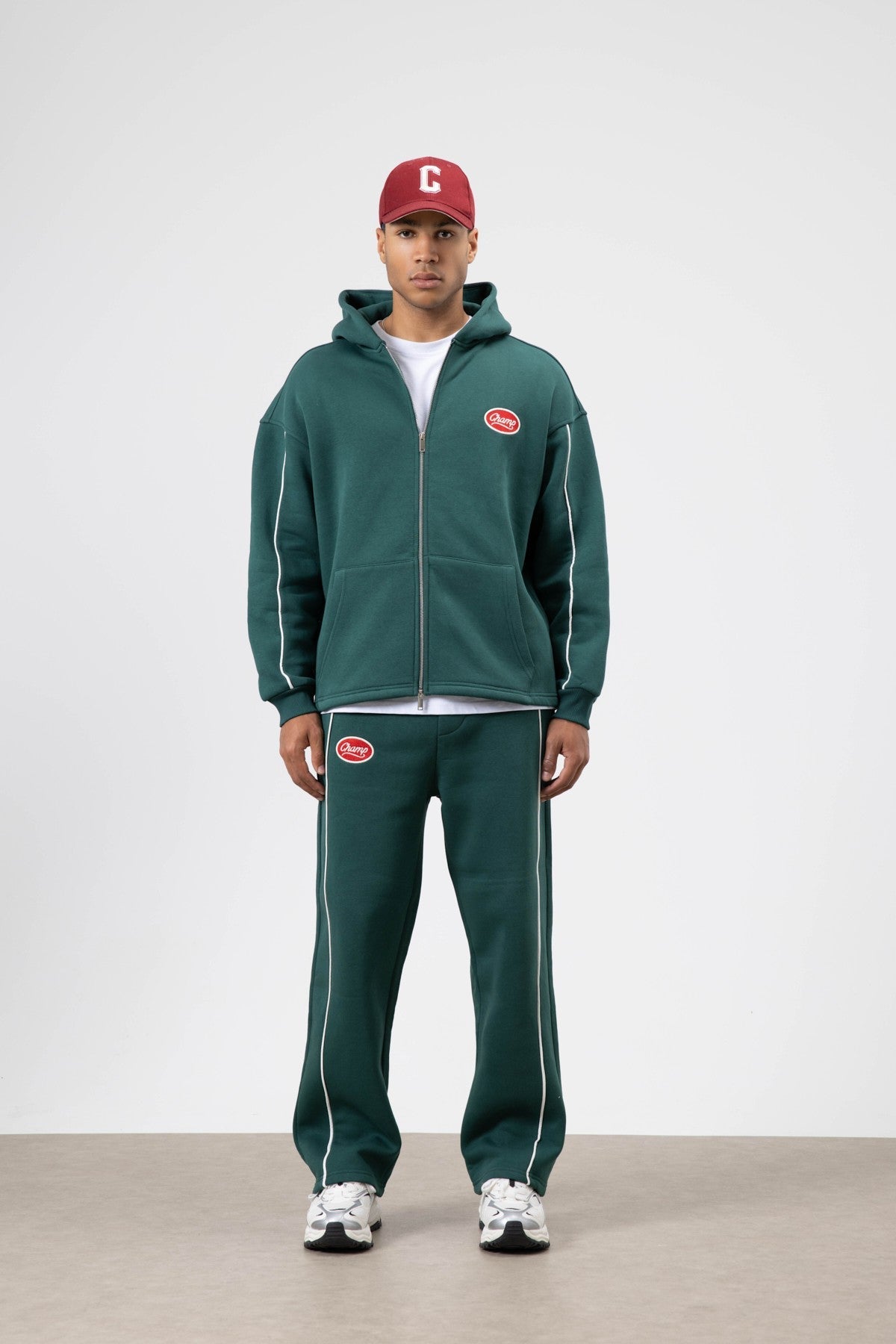 Oversized Sweatsuit Set with Stripe Details