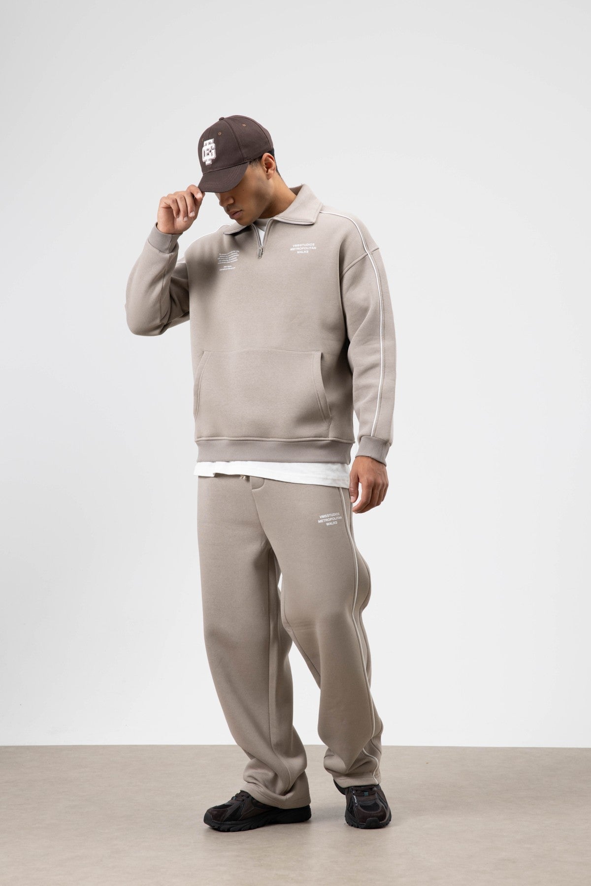 Oversized Sweatsuit Set with Stripe Details