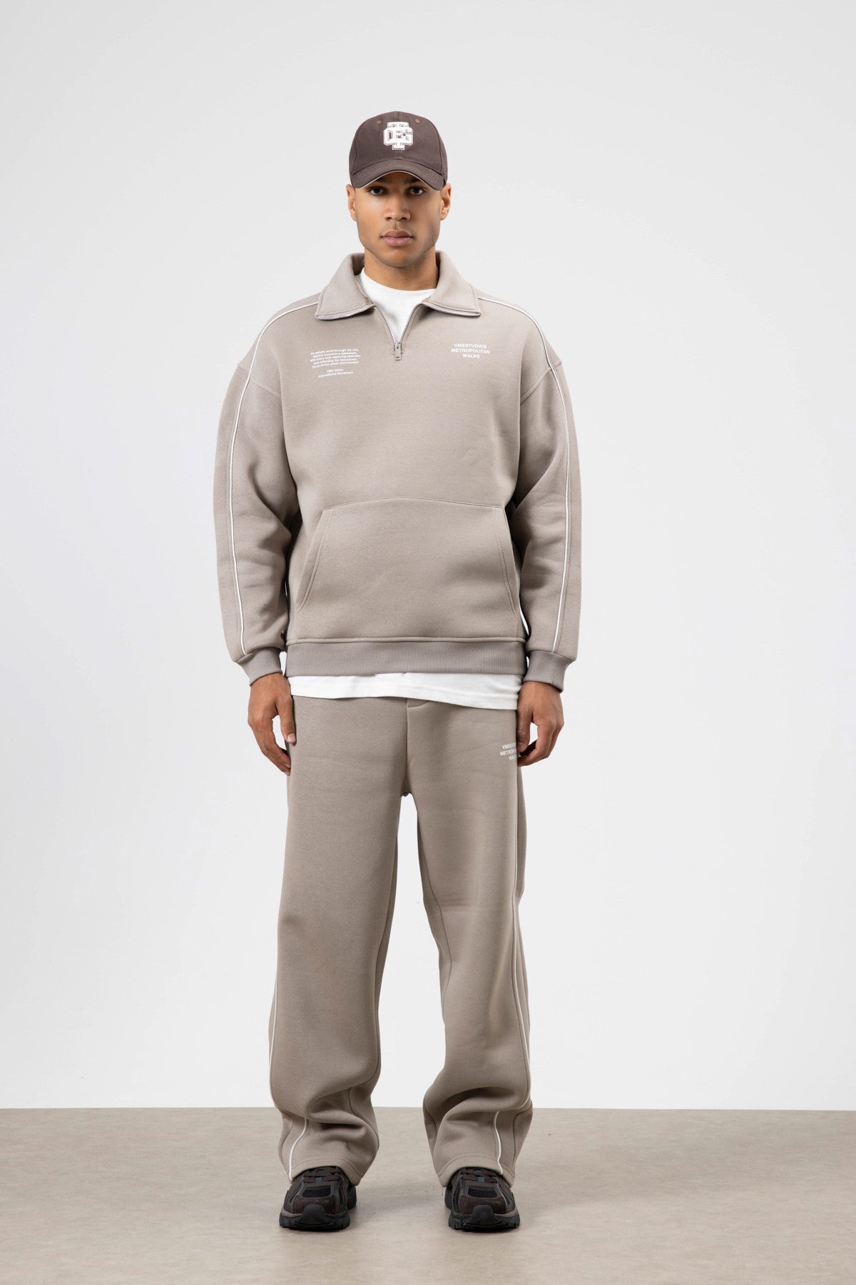 Oversized Sweatsuit Set with Stripe Details