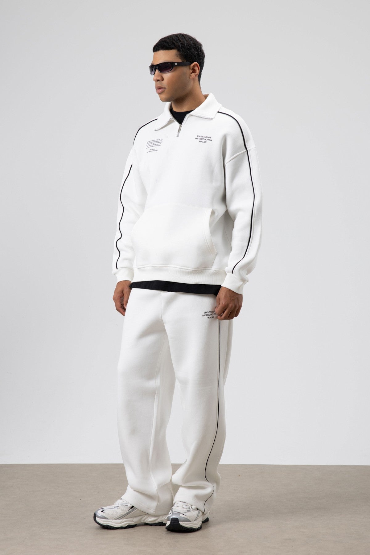 Oversized Sweatsuit Set with Stripe Details