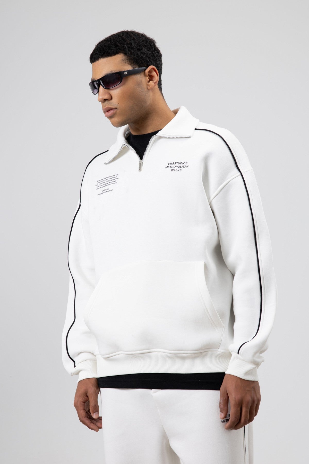 Oversized Sweatsuit Set with Stripe Details