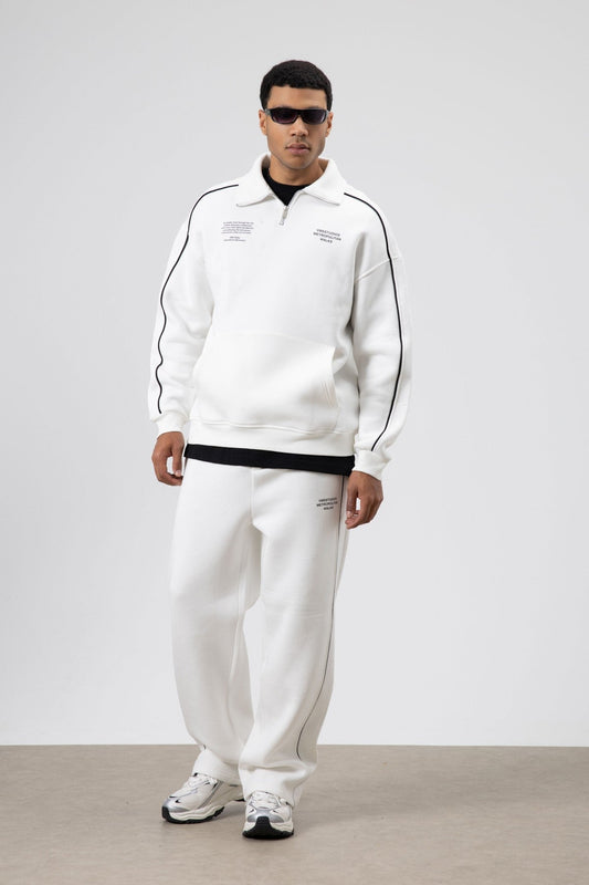 Oversized Sweatsuit Set with Stripe Details