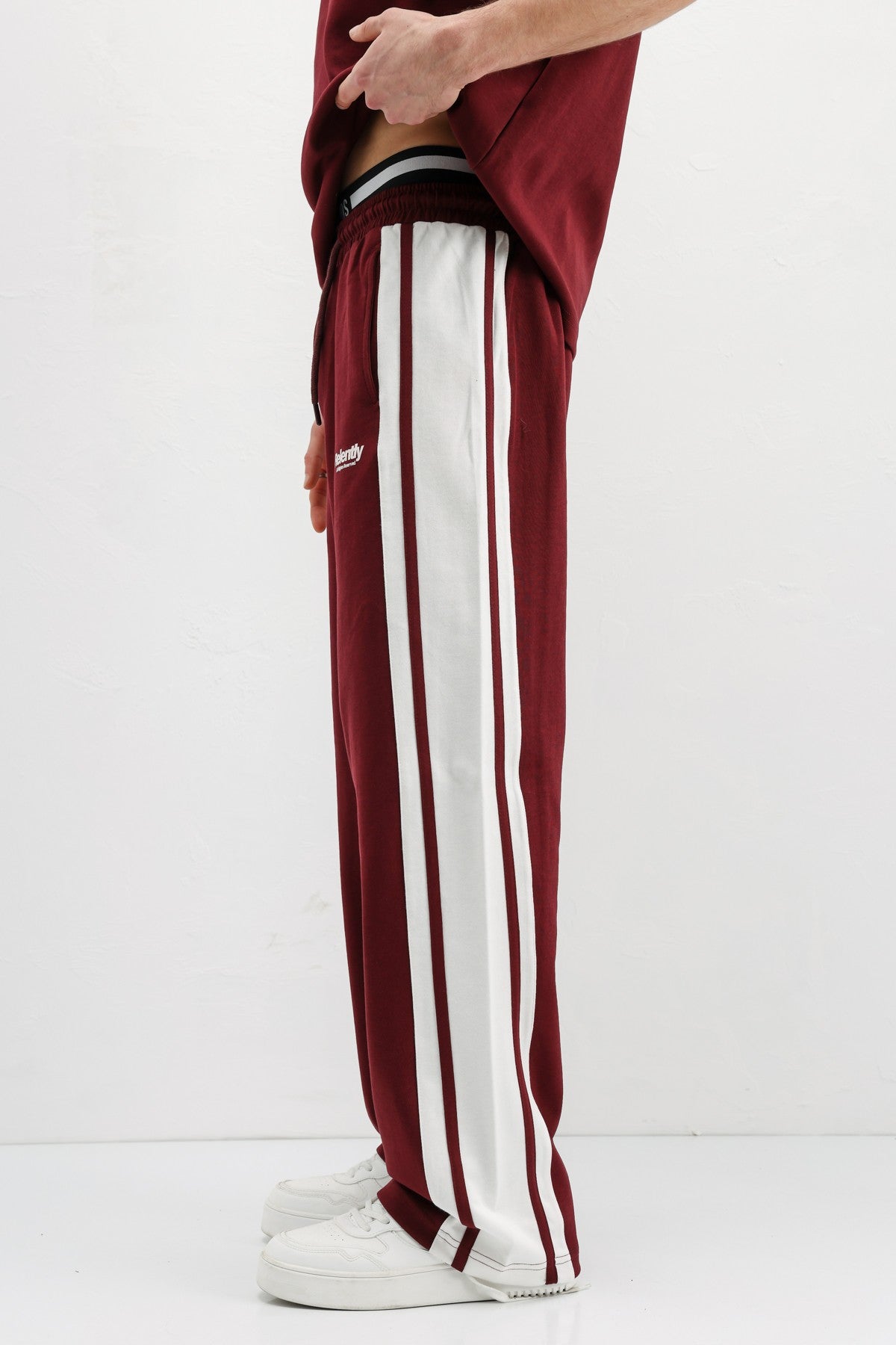 Oversized Printed Sweatsuit Set, Burgundy