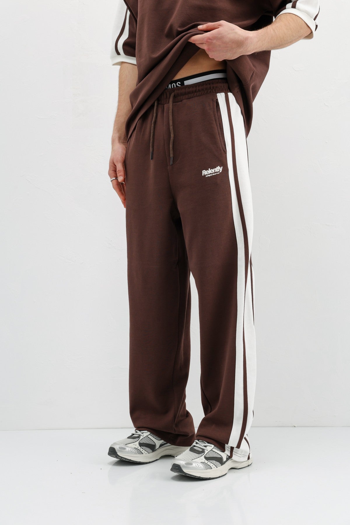 Oversized Printed Sweatsuit Set, Brown