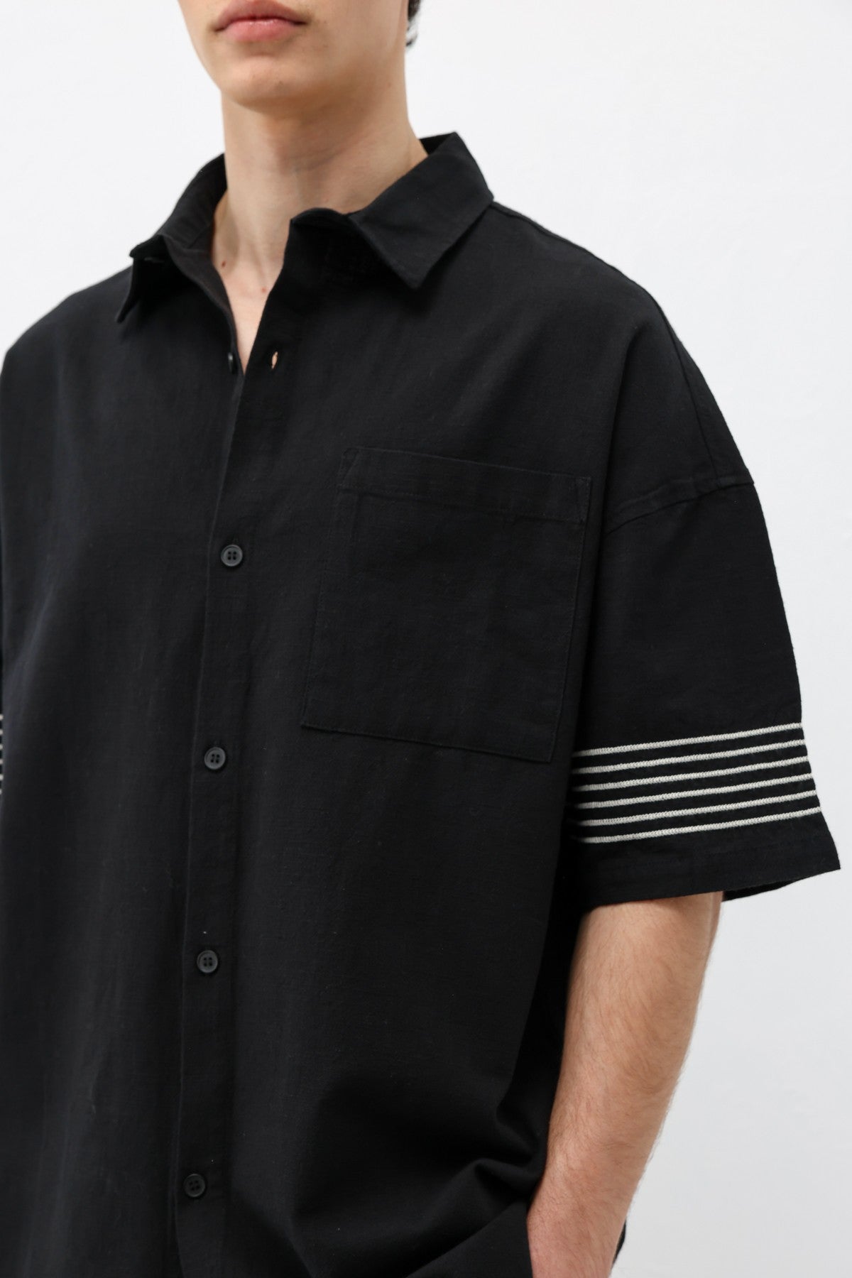 Oversized Linen Set with Striped Details