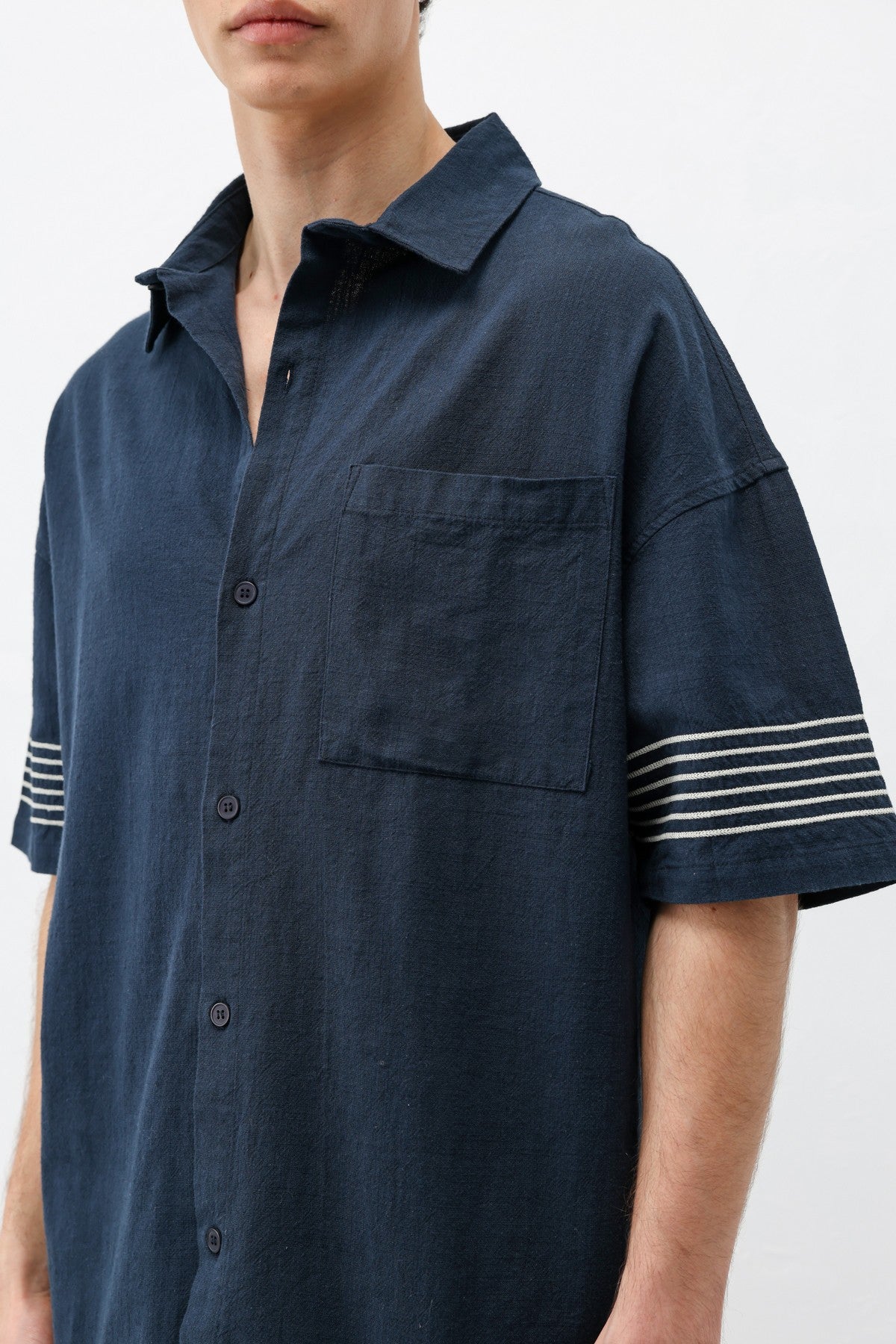 Oversized Linen Set with Striped Details