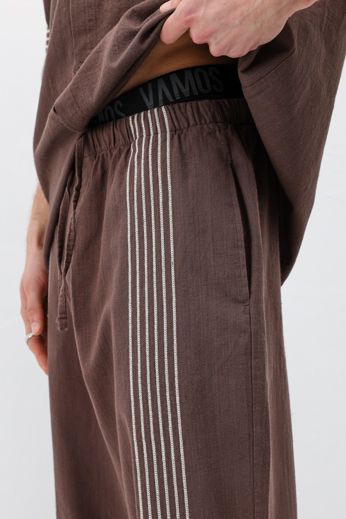 Oversized Linen Set with Striped Details