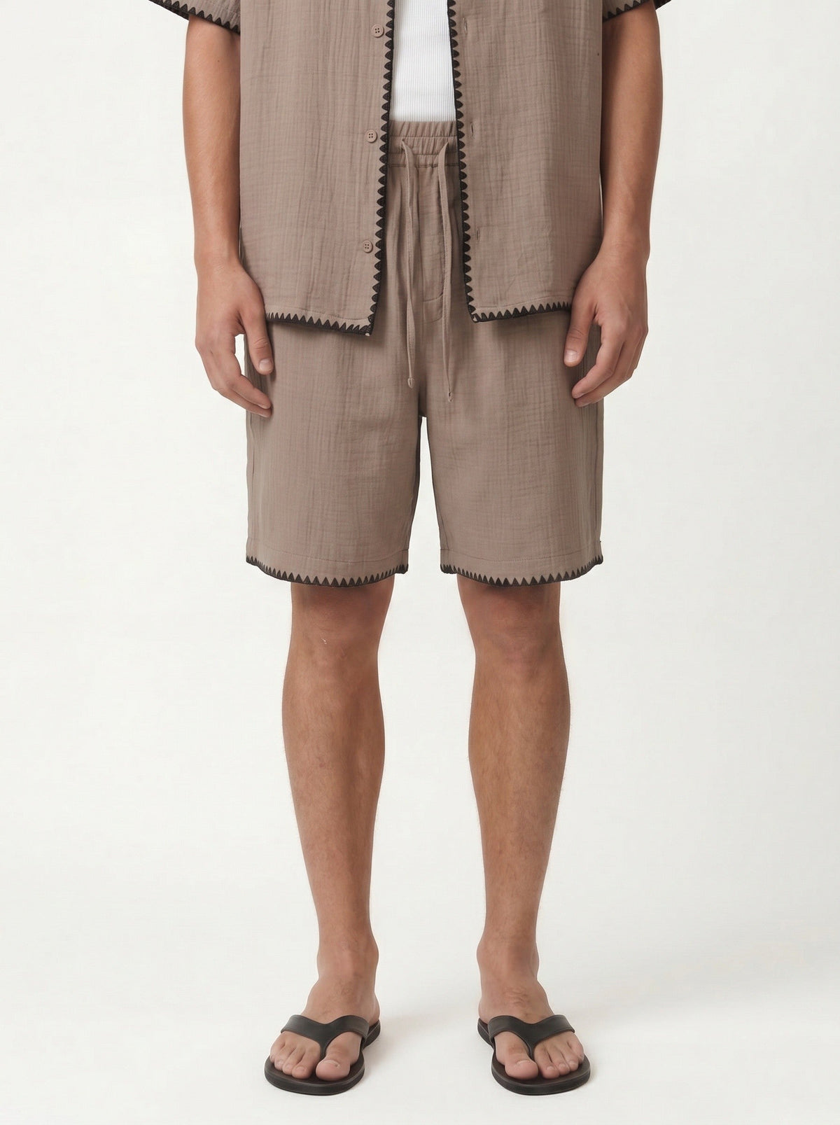 Stitched-Detail Shirt and Shorts Set